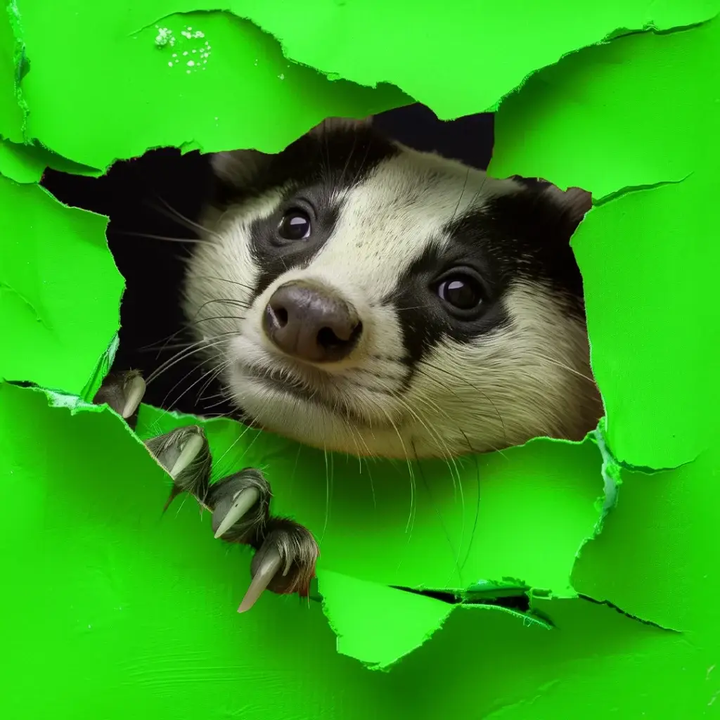 A badger breaking out of a wall showing the rebrand