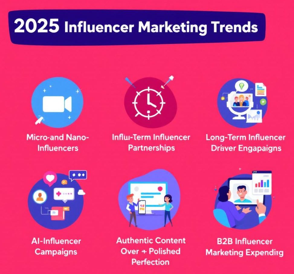 Key Influencer Marketing Trends in 2025 Micro and Nano-Influencers Drive Deeper Engagement Long-Term Influencer Partnerships Build Loyalty AI-Powered Influencer Campaigns Authentic Content Over Polished Perfection B2B Influencer Marketing Expands