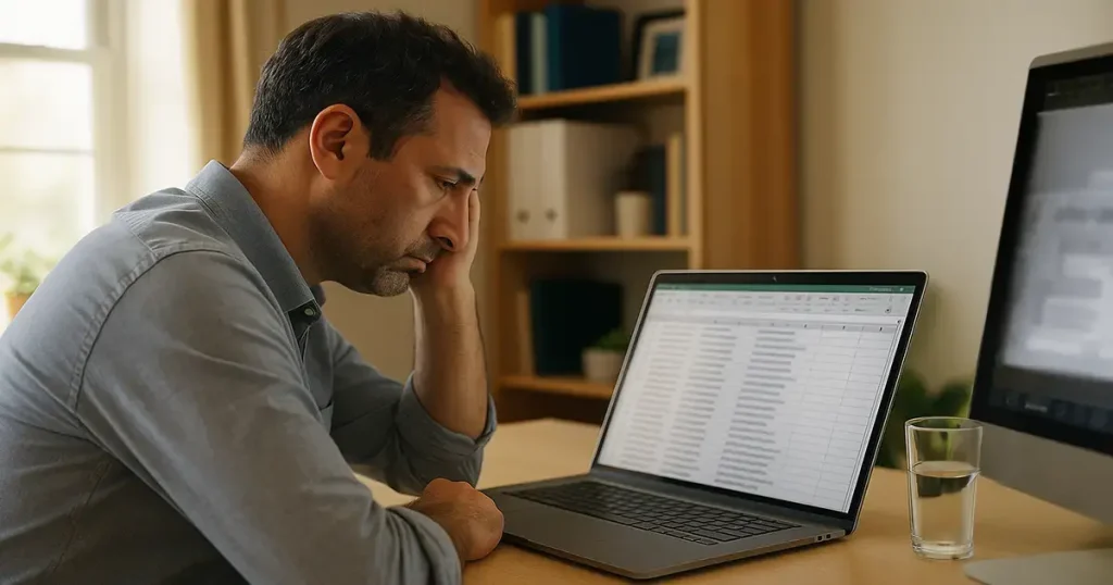 Middle Eastern Man looking at his email list contemplating email marketing
