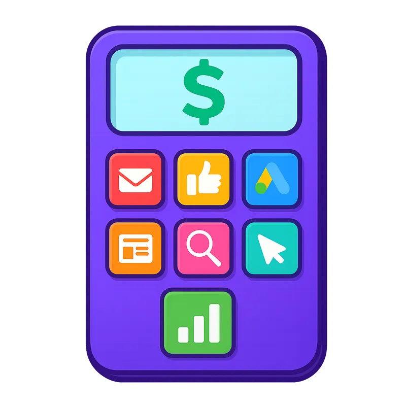 3D model of a hypothetical calculator for digital marketing