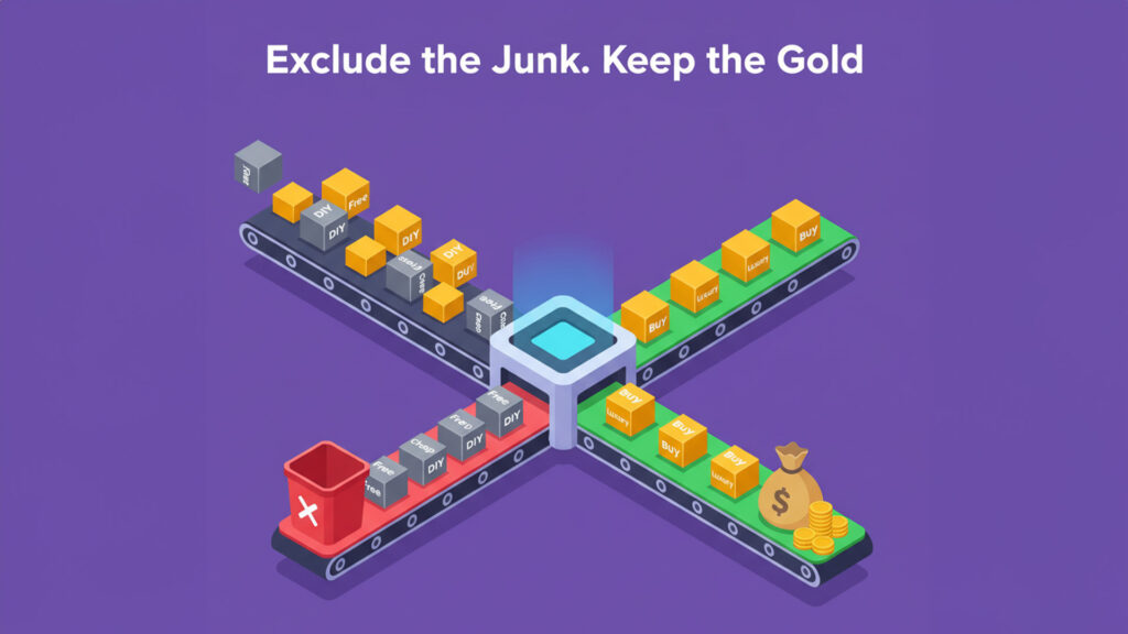 Conveyor system separating low-quality leads from premium buyer-intent leads.