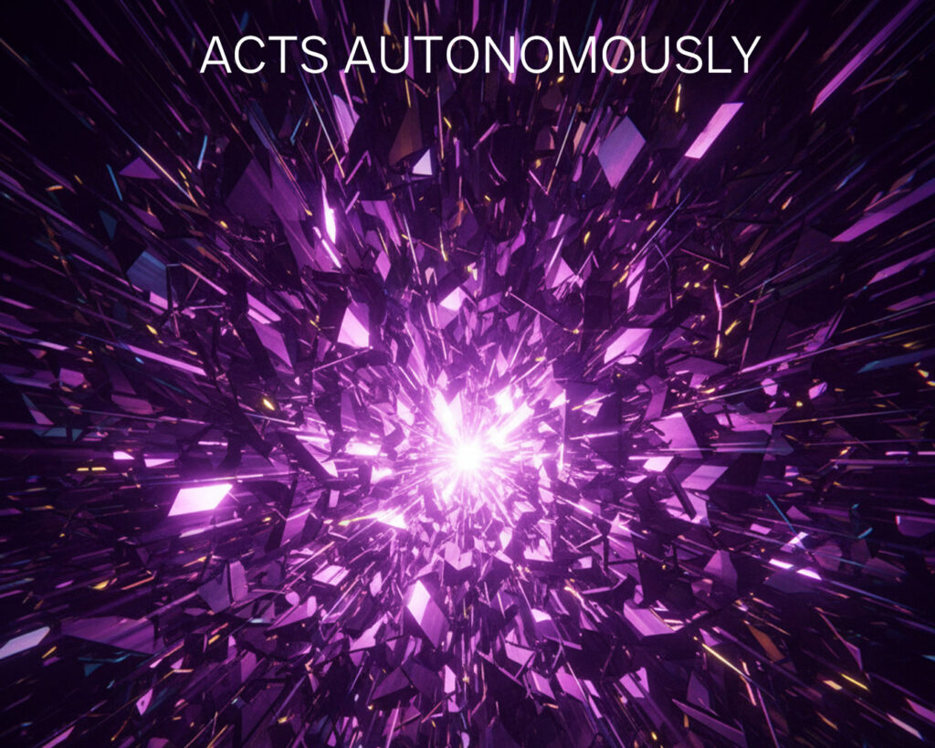 Exploding futuristic purple crystal shards radiating from a bright core.