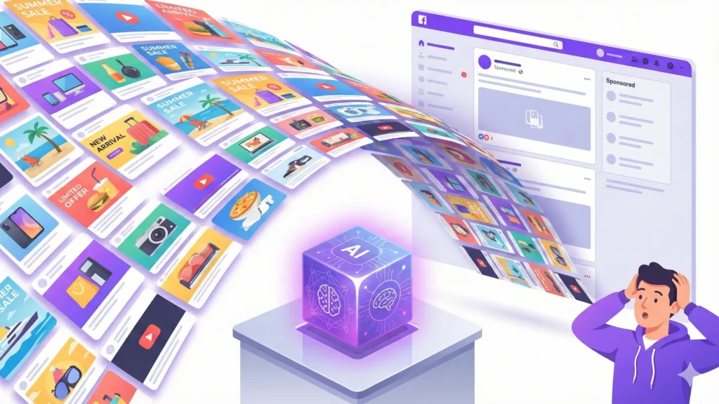 A wave of ads going through Meta feed overwhelming the system